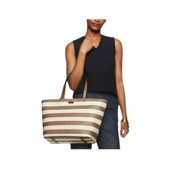 NWT Kate Spade Grant Street Grainy Vinyl Jules Dune / Horchata Tote - Picture 2 of 8